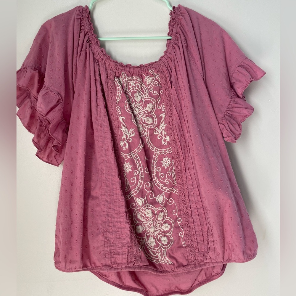 Embroidered Pink Blouse